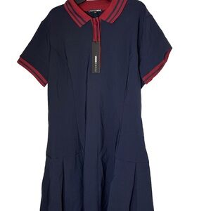 Fashion Nova Navy Polo Dress with Red Accents. NWT